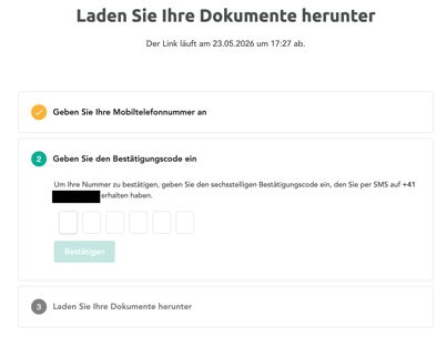 download invoice SMS code DE