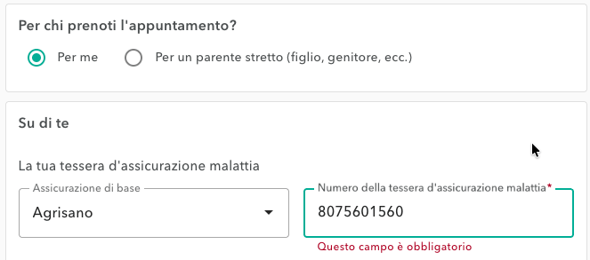 entering insurancecardnumber IT