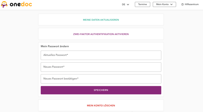 save changed password DE