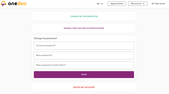save changed password EN